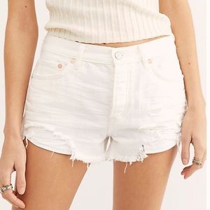 Free People Loving Good Vibrations Cutoffs White